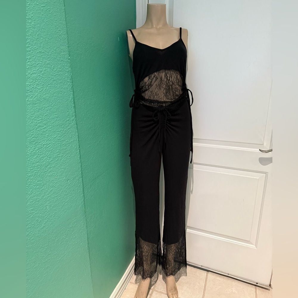 Beach Bunny Black Lace Detail pants & lace blouse cover up